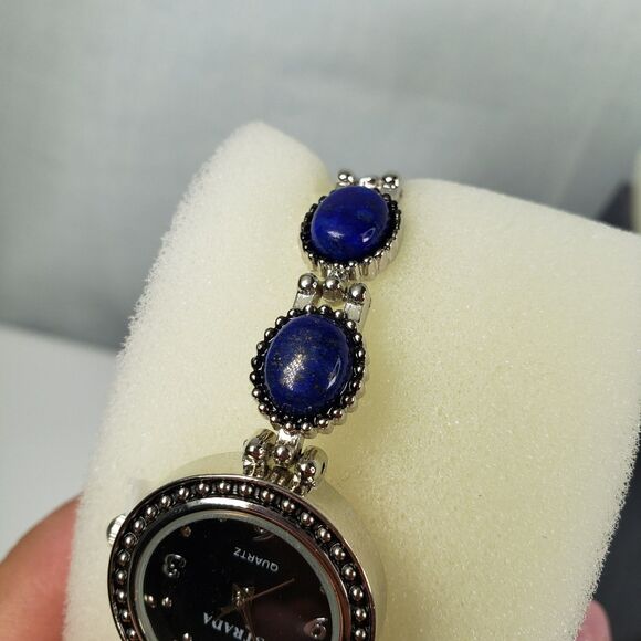 Woman\'s Stainless Steel Water Resistant Watch With Lapis Lazuli Stone 7 1/2 inch main image 5